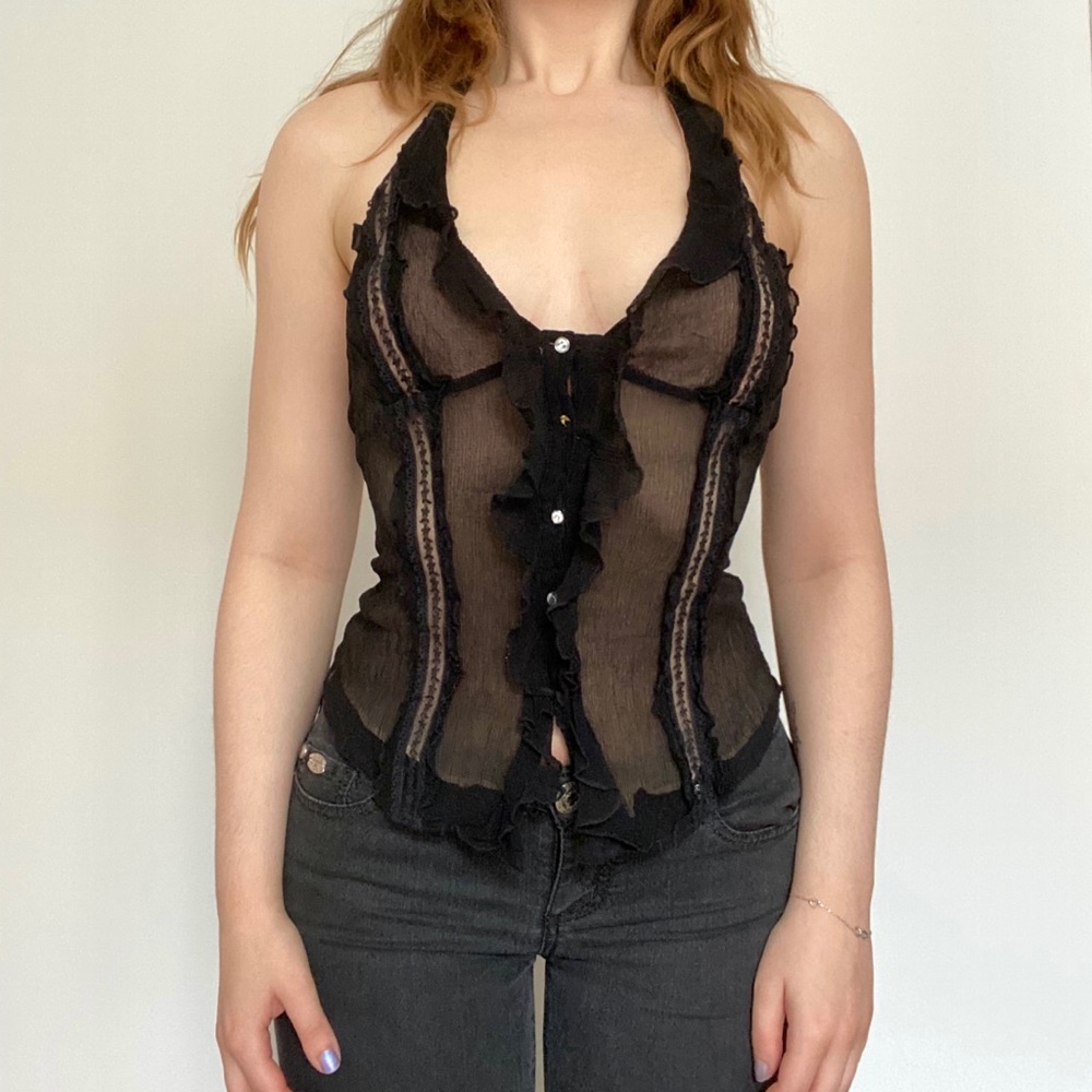 VINTAGE GUESS LACE HALTER TOP